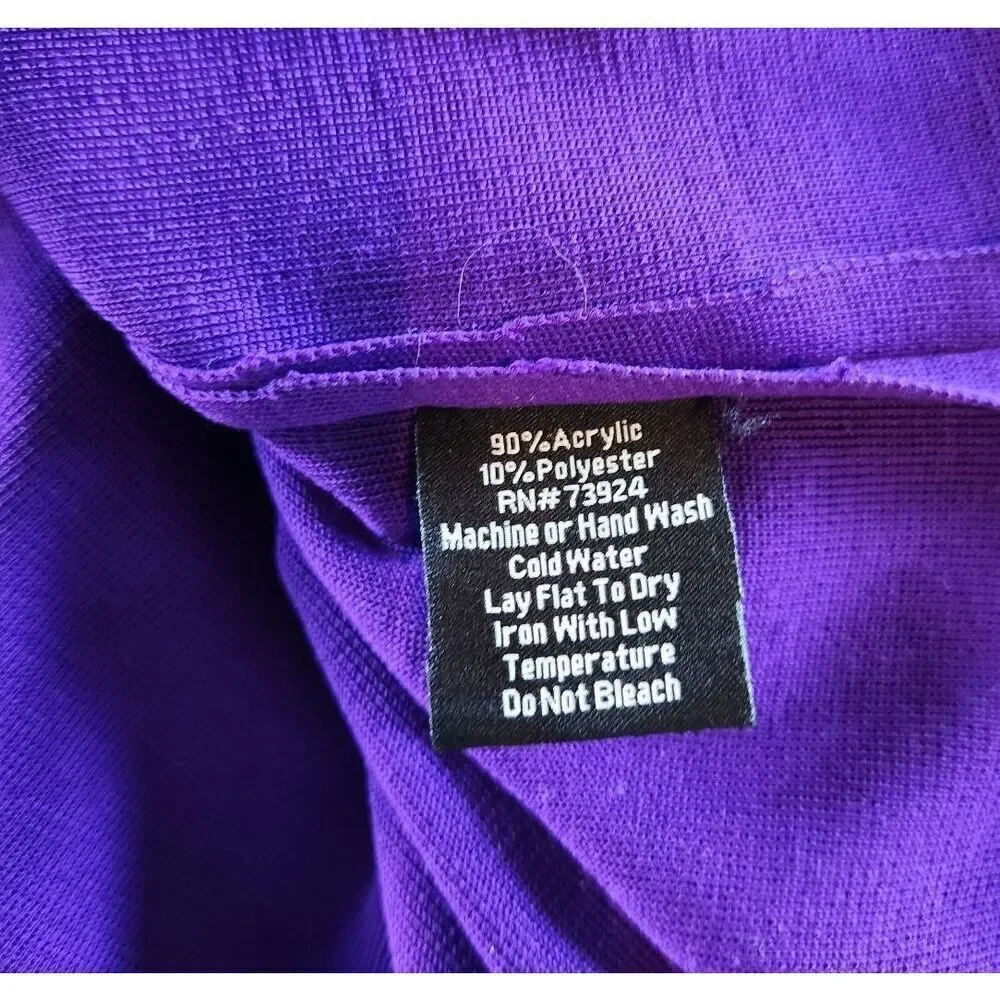Misook Purple and Black Plaid Knit Leather‎ Trim Cardigan Set Size Small